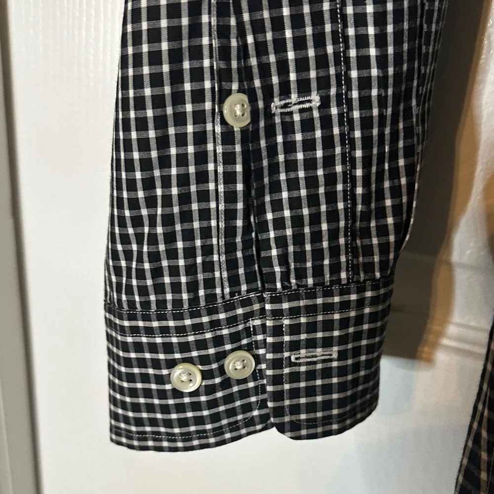 Ralph Lauren Mens Custom Fit Gingham Check Button Down Shirt Black 17.5 X 34/35